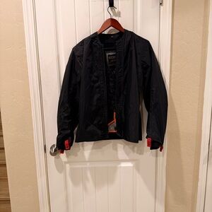 Sedici women’s small Stylish Black Utility Jacket with Red and Orange Details